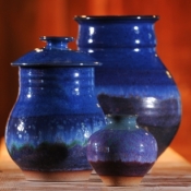 Lidded Jar and Two Vases